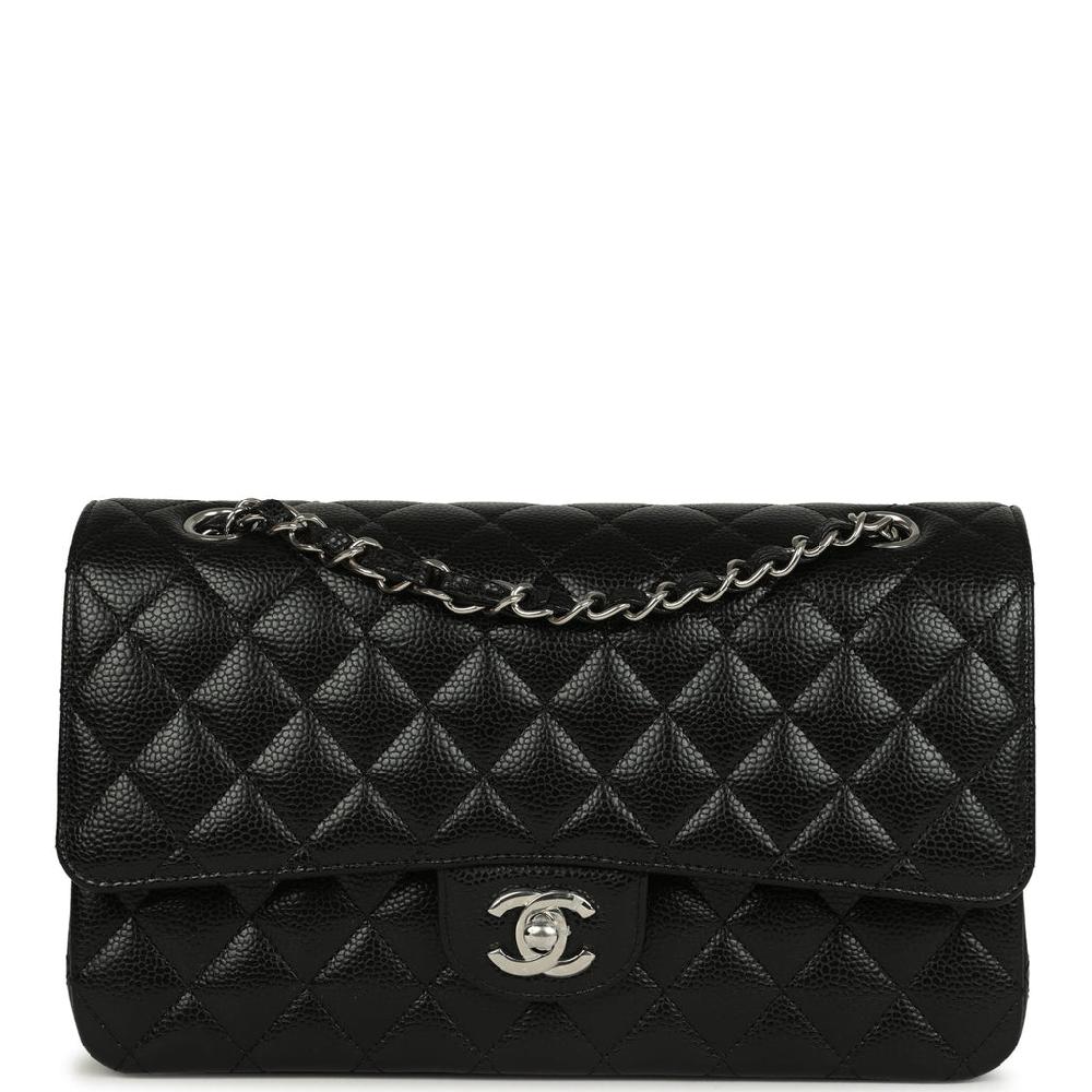 Chanel Medium Classic Double Flap Black Caviar Silver Hardware