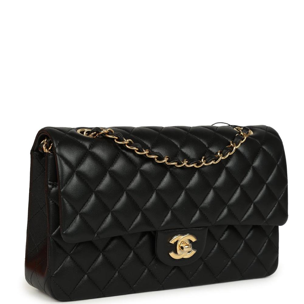 Chanel Medium Classic Double Flap Black Lambskin Gold Hardware