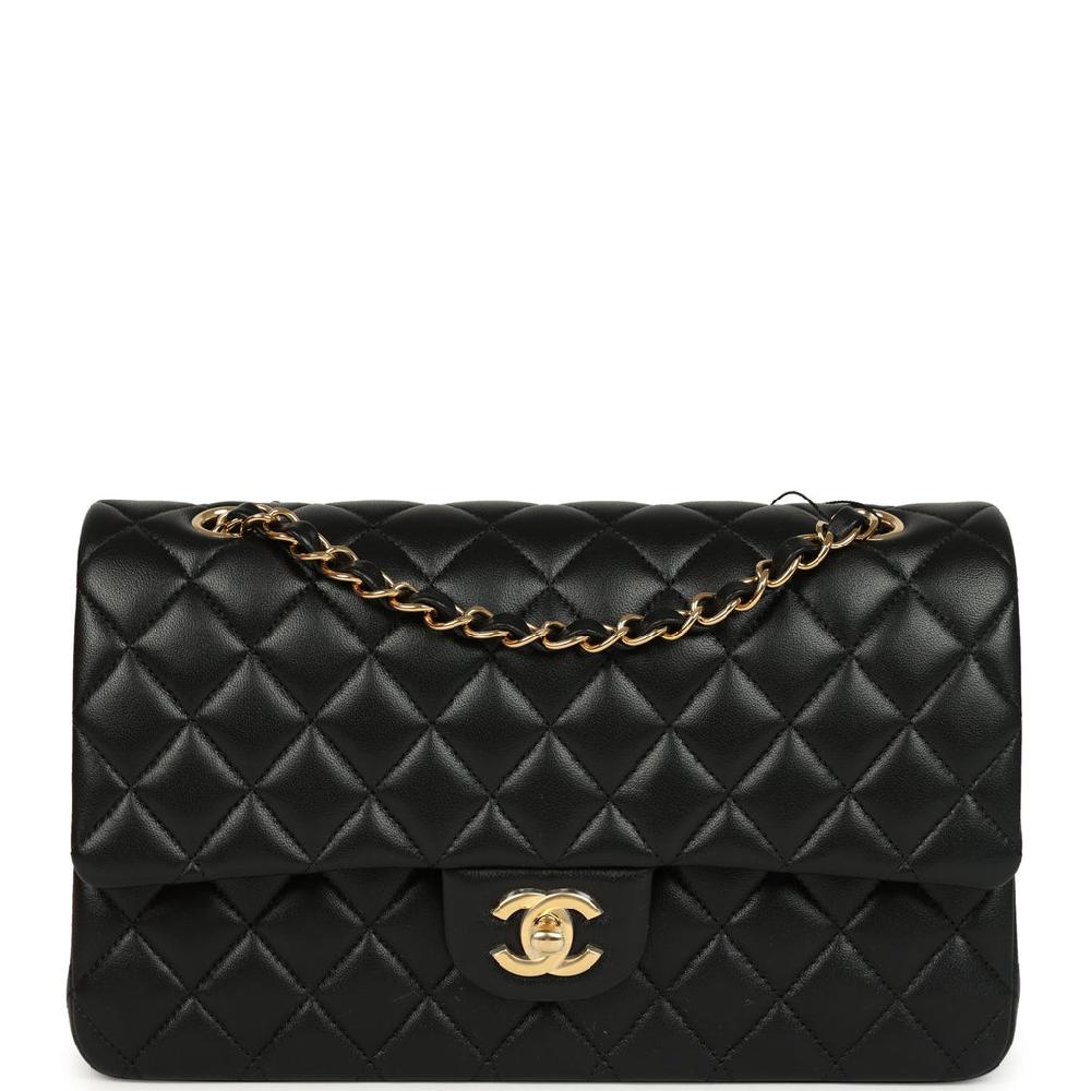 Chanel Medium Classic Double Flap Black Lambskin Gold Hardware