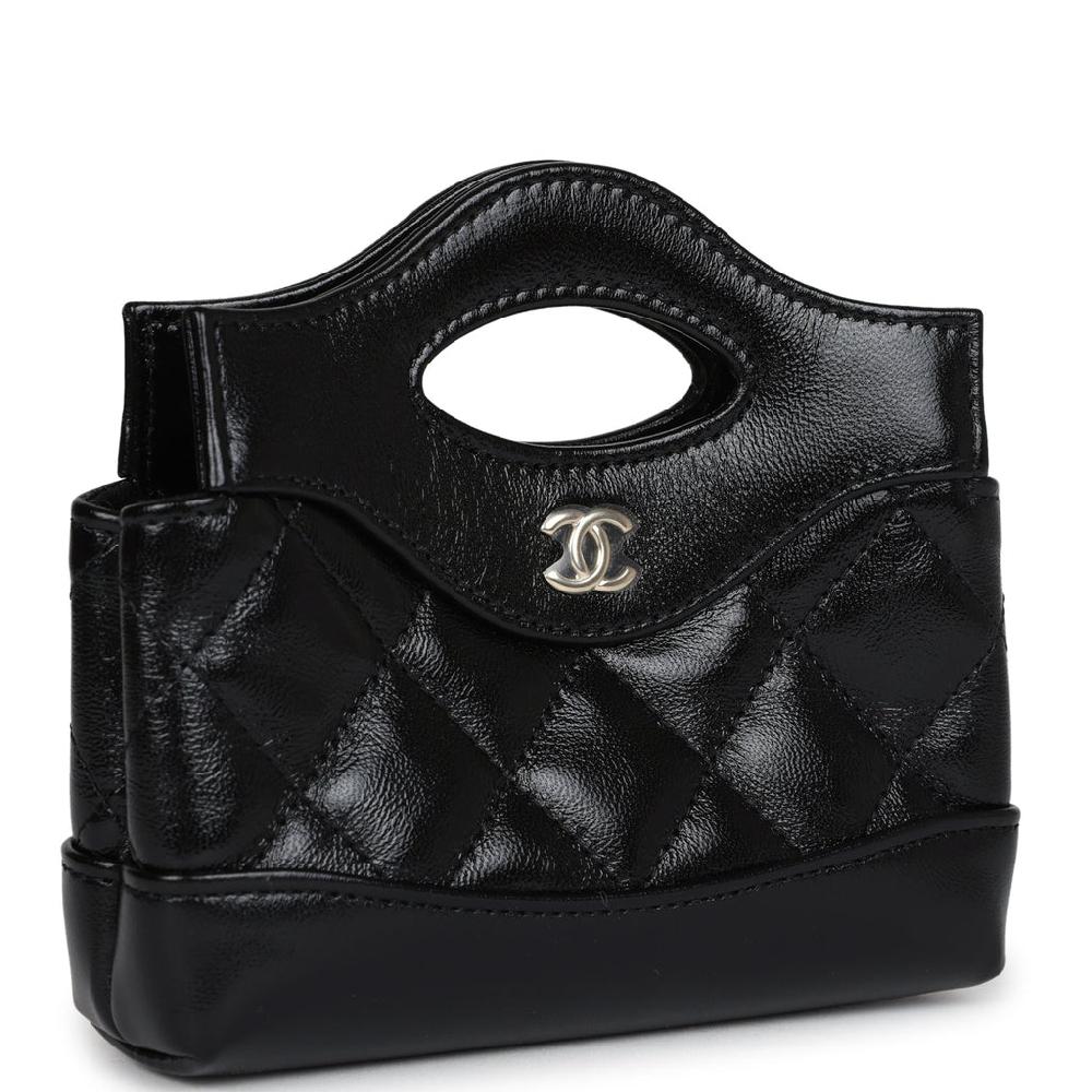 Chanel Micro 31 Shopper Black Shiny Lambskin Light Gold Hardware