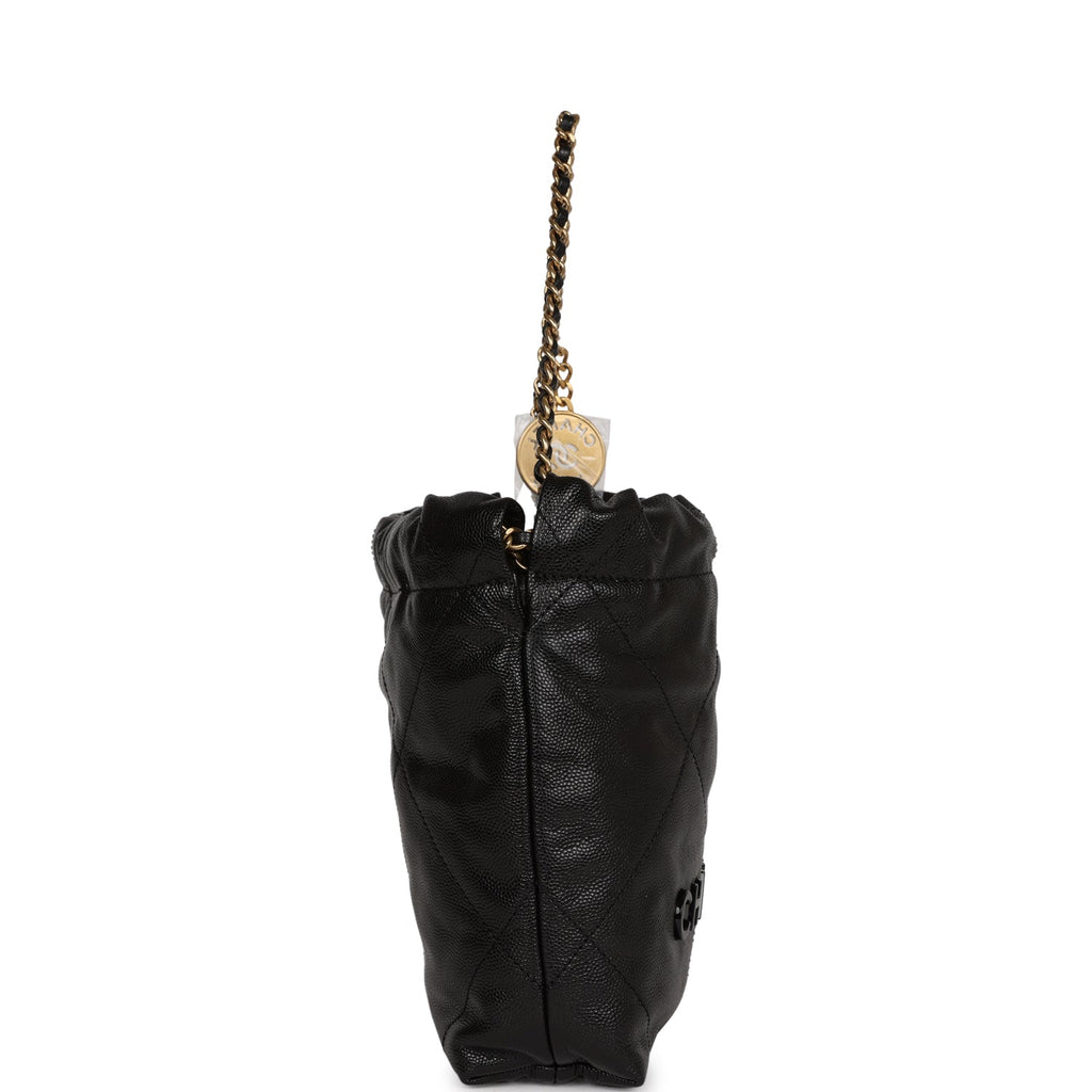 Chanel Mini 22 Bag Black Grained Calfskin Gold Hardware