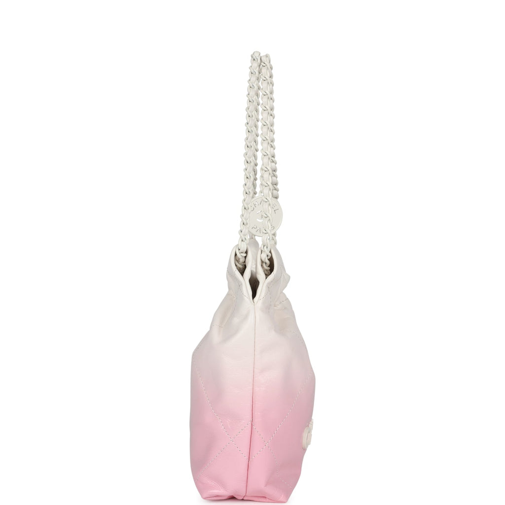Chanel Mini 22 Bag Pink And White Ombre Calfskin Lacquered Metal Hardware