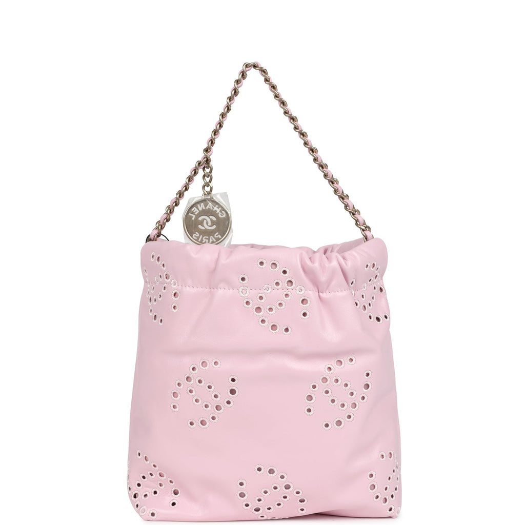 Chanel Mini 22 Bag Pink Shiny Calfskin Brushed Gold Hardware