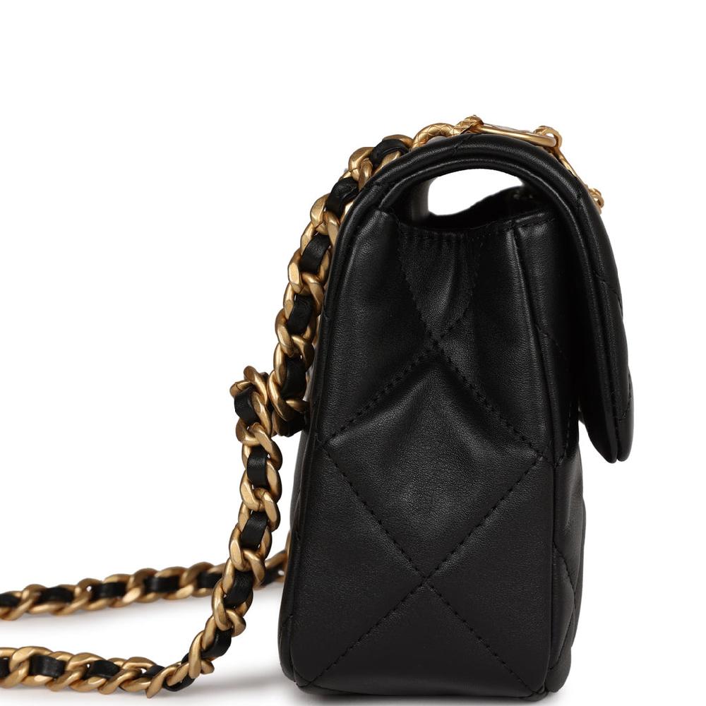 Chanel Mini Charms Flap Bag Black Lambskin Brushed Gold Hardware
