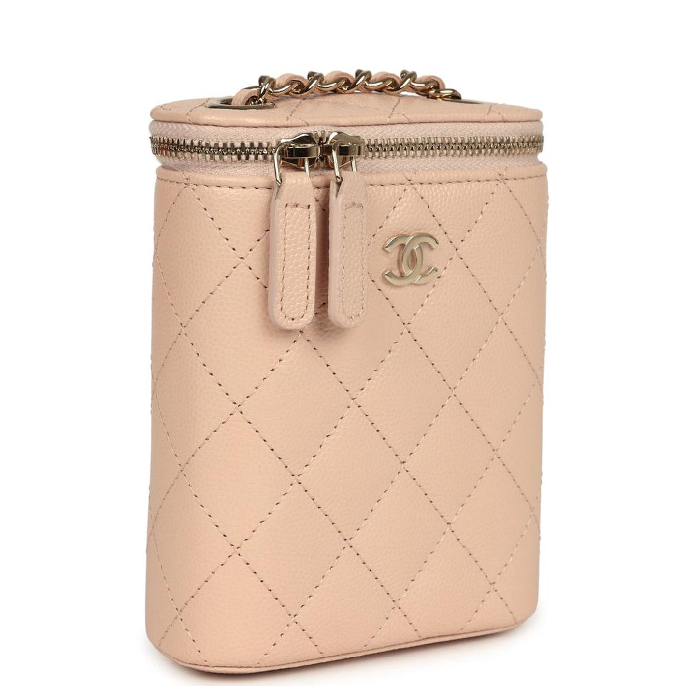 Chanel Mini Clutch Vanity Bag Beige Caviar Light Gold Hardware