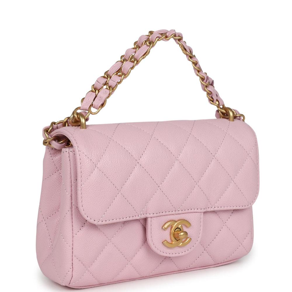 Chanel Mini Flap Bag Light Pink Caviar Brushed Gold Hardware