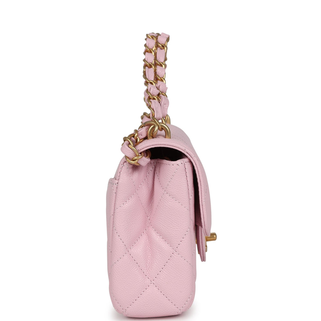 Chanel Mini Flap Bag Light Pink Caviar Brushed Gold Hardware