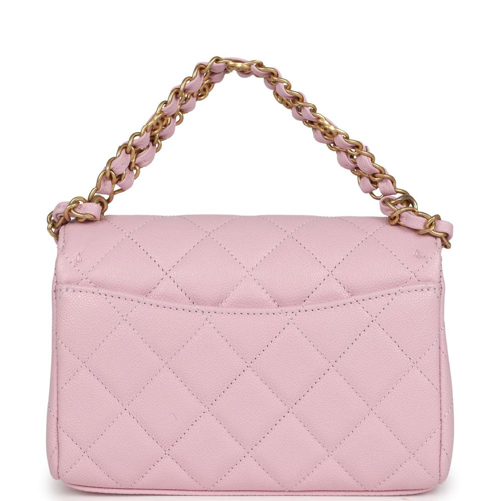 Chanel Mini Flap Bag Light Pink Caviar Brushed Gold Hardware