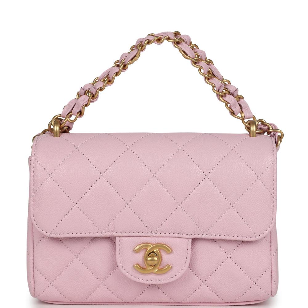 Chanel Mini Flap Bag Light Pink Caviar Brushed Gold Hardware