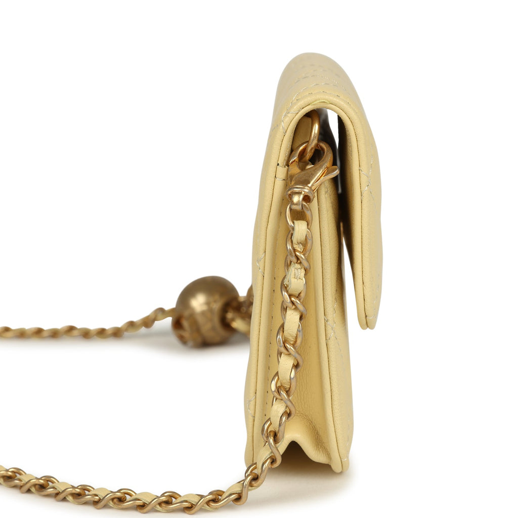 Chanel Mini Pearl Crush Belt Bag Light Yellow Lambskin Aged Gold Hardware