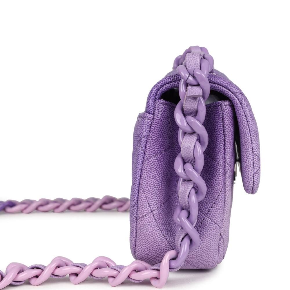 Chanel Mini Rectangular Flap Bag Ombre Purple Caviar Lacquered Metal Hardware
