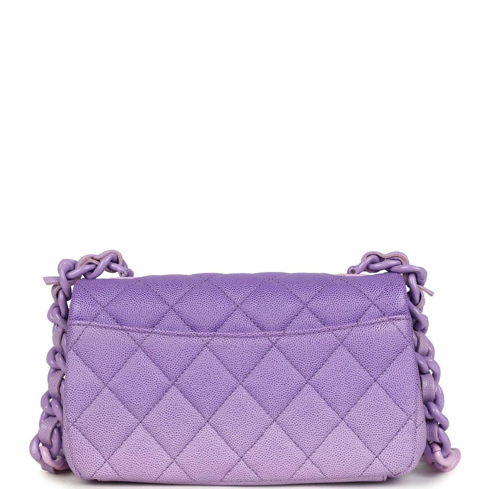 Chanel Mini Rectangular Flap Bag Ombre Purple Caviar Lacquered Metal Hardware