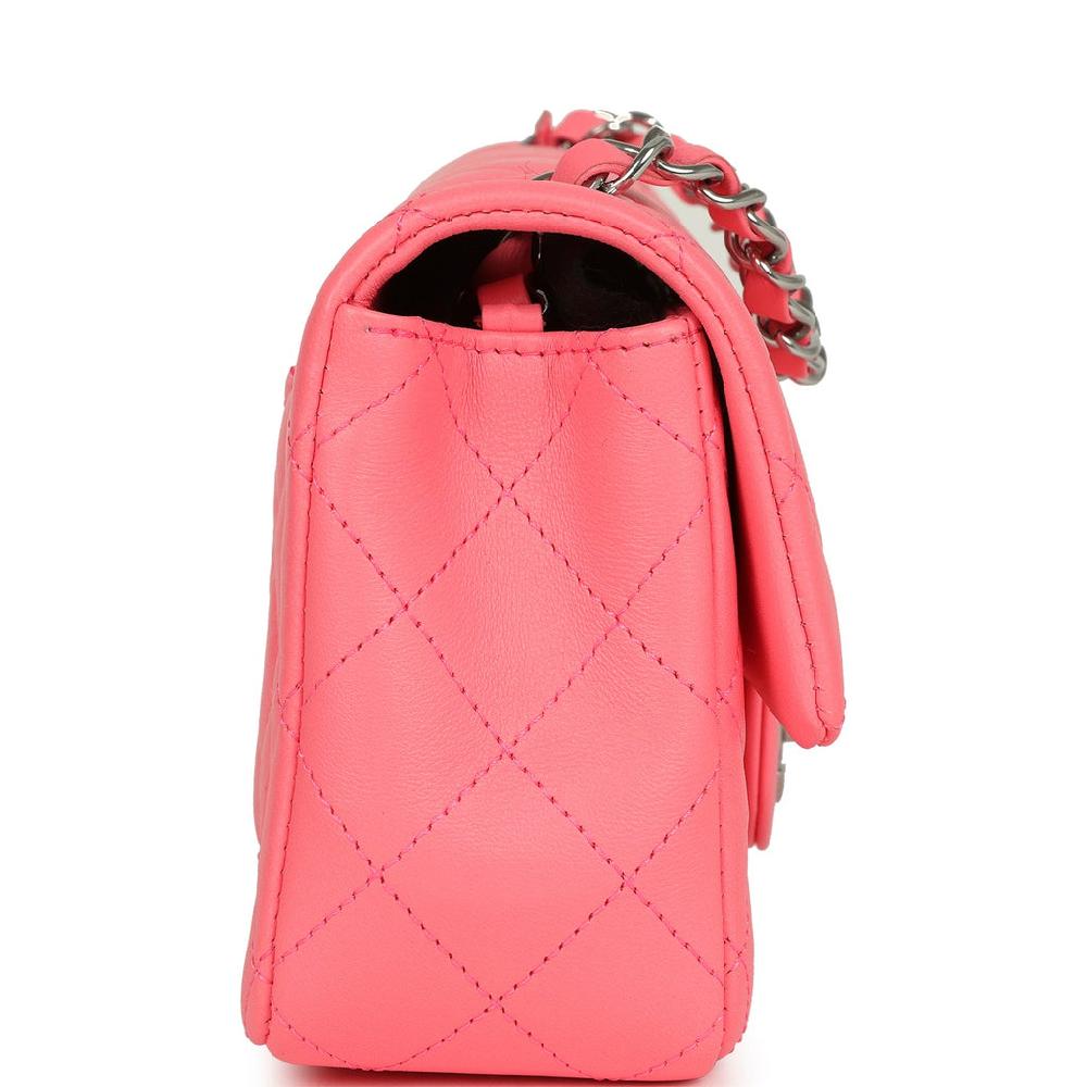 Chanel Mini Rectangular Flap Bag Pink Lambskin Silver Hardware