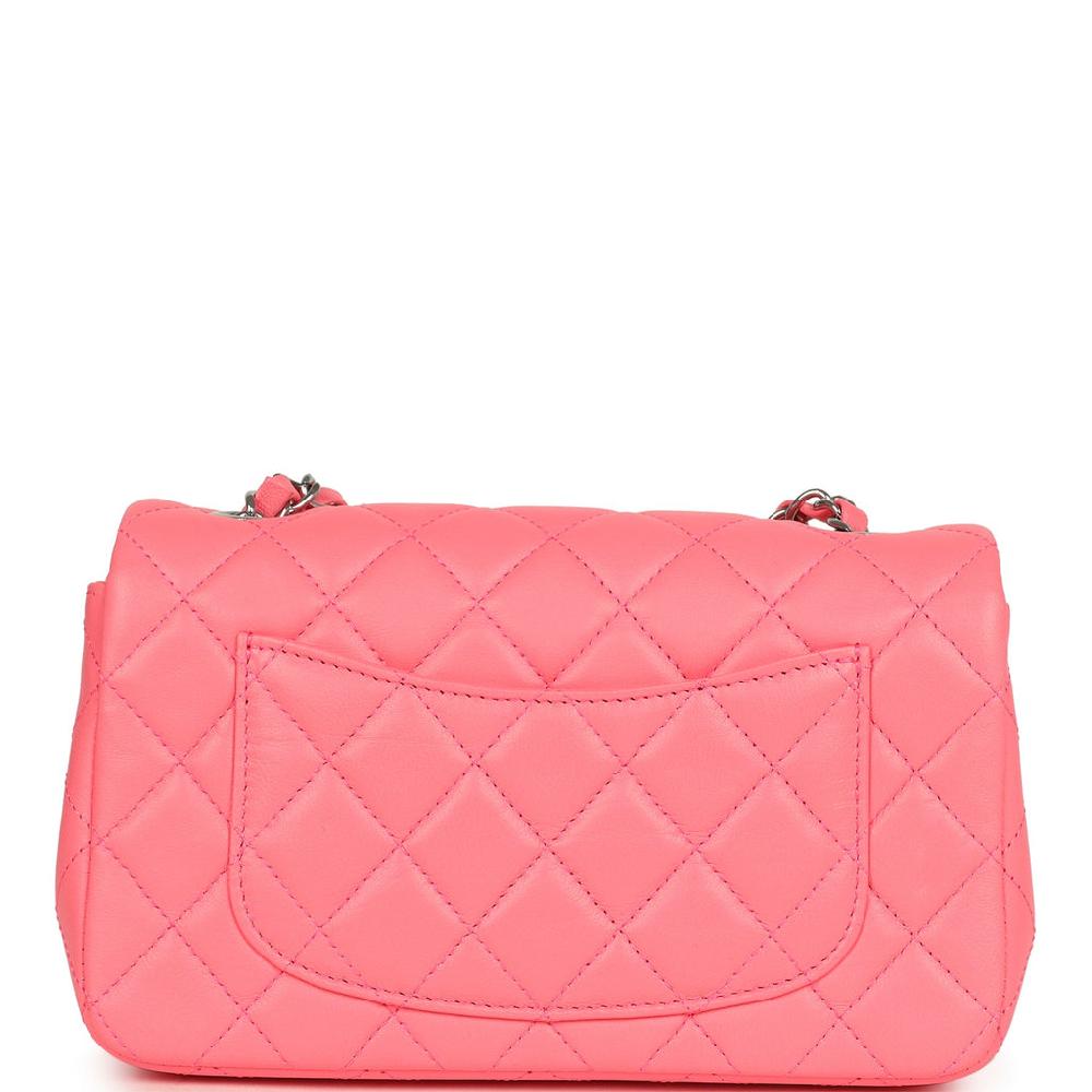 Chanel Mini Rectangular Flap Bag Pink Lambskin Silver Hardware