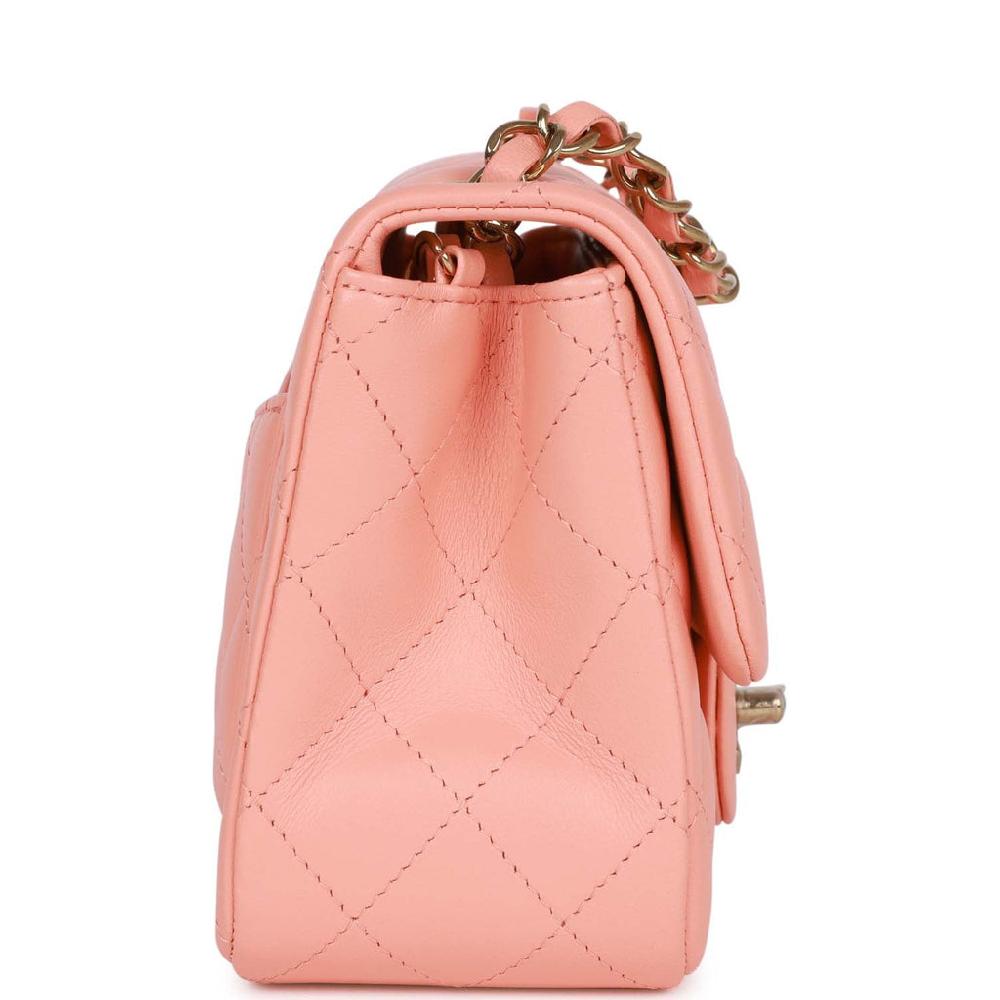 Chanel Mini Square Flap Pink Lambskin Light Gold Hardware