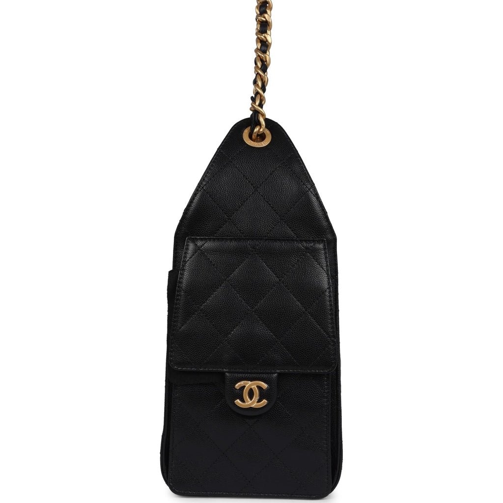 Chanel Small 25 Hobo Bag Black Caviar Antique Gold Hardware