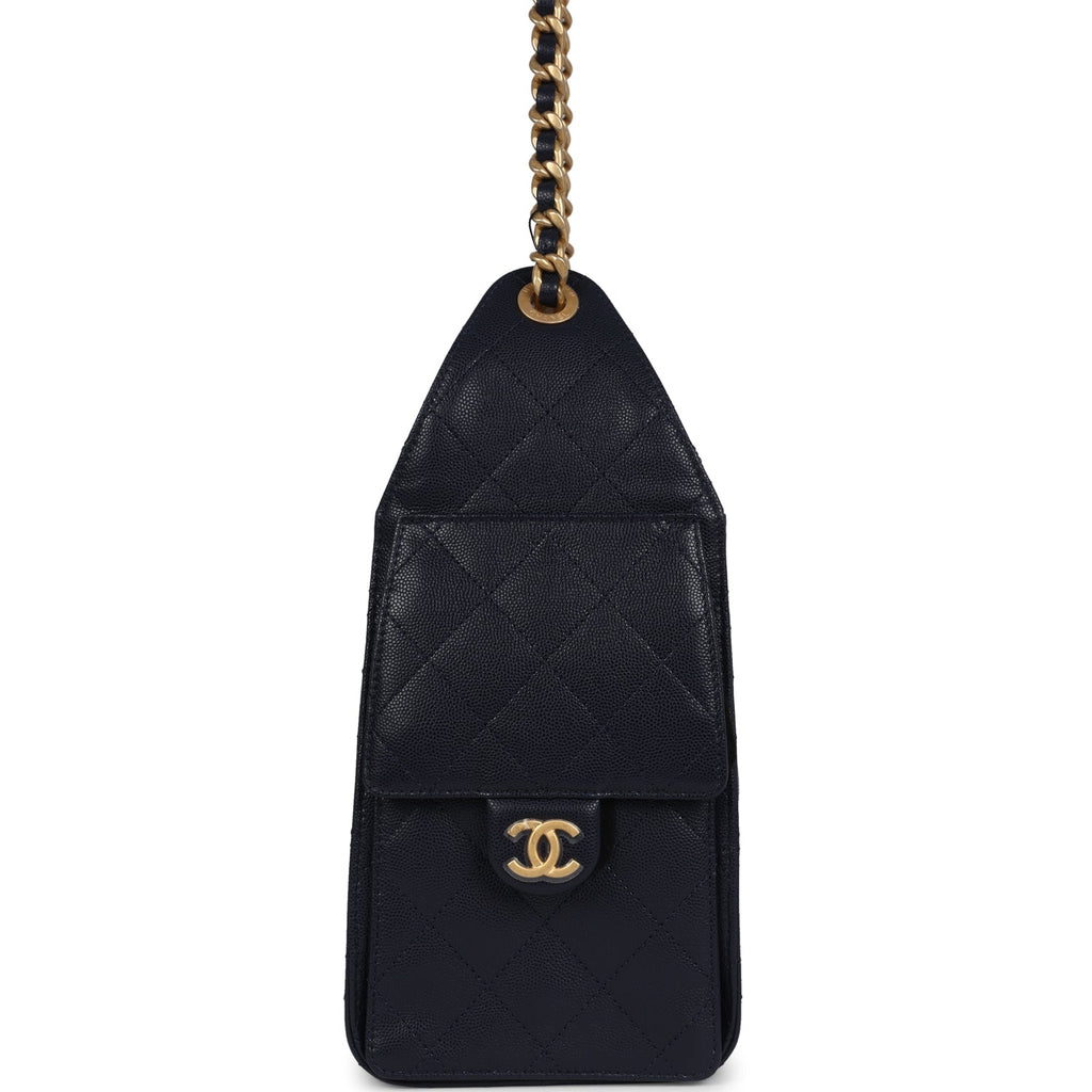Chanel Small 25 Hobo Bag Dark Navy Caviar Antique Gold Hardware
