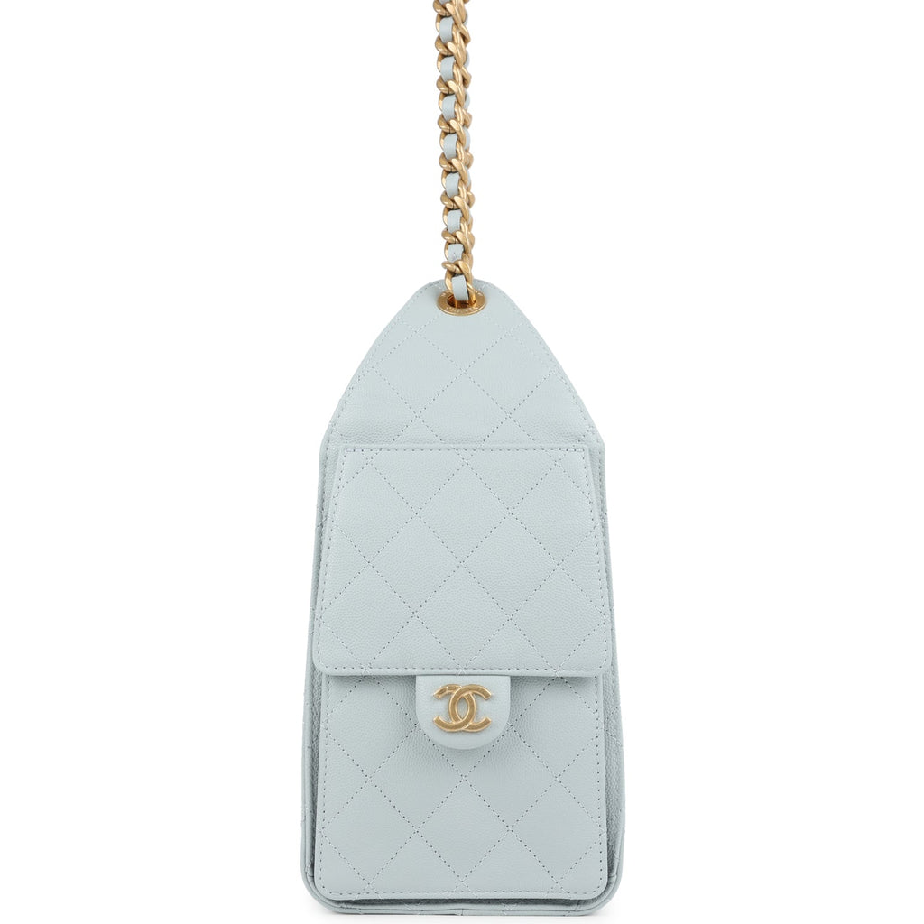 Chanel Small 25 Hobo Bag Light Blue Caviar Antique Gold Hardware