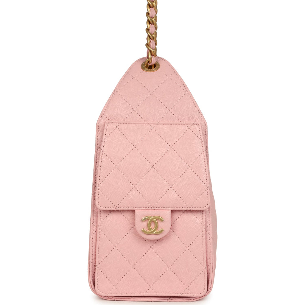 Chanel Small 25 Hobo Bag Light Pink Caviar Antique Gold Hardware
