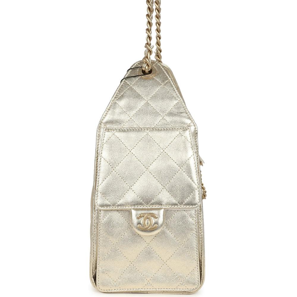 Chanel Small 25 Hobo Bag Metallic Gold Caviar Light Gold Hardware