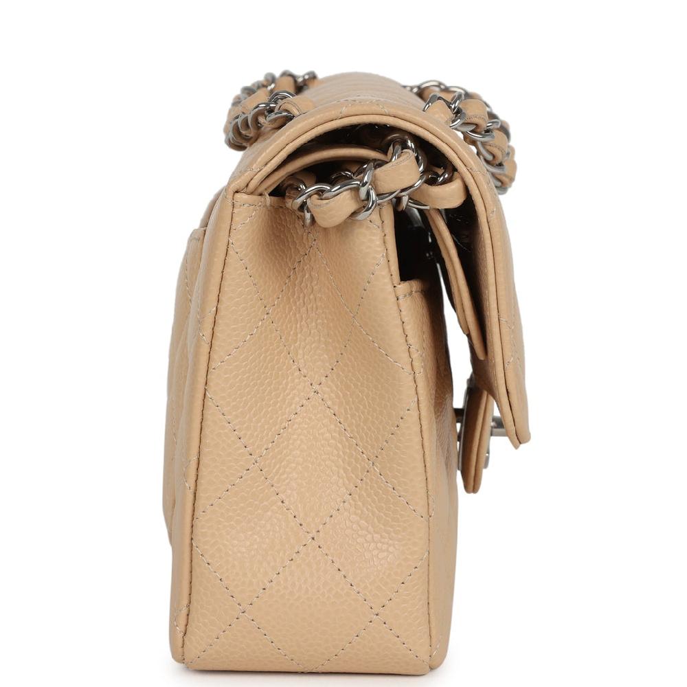 Chanel Small Classic Double Flap Bag Beige Caviar Silver Hardware