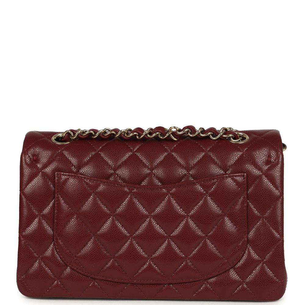Chanel Small Classic Double Flap Bag Burgundy Shiny Caviar Light Gold Hardware