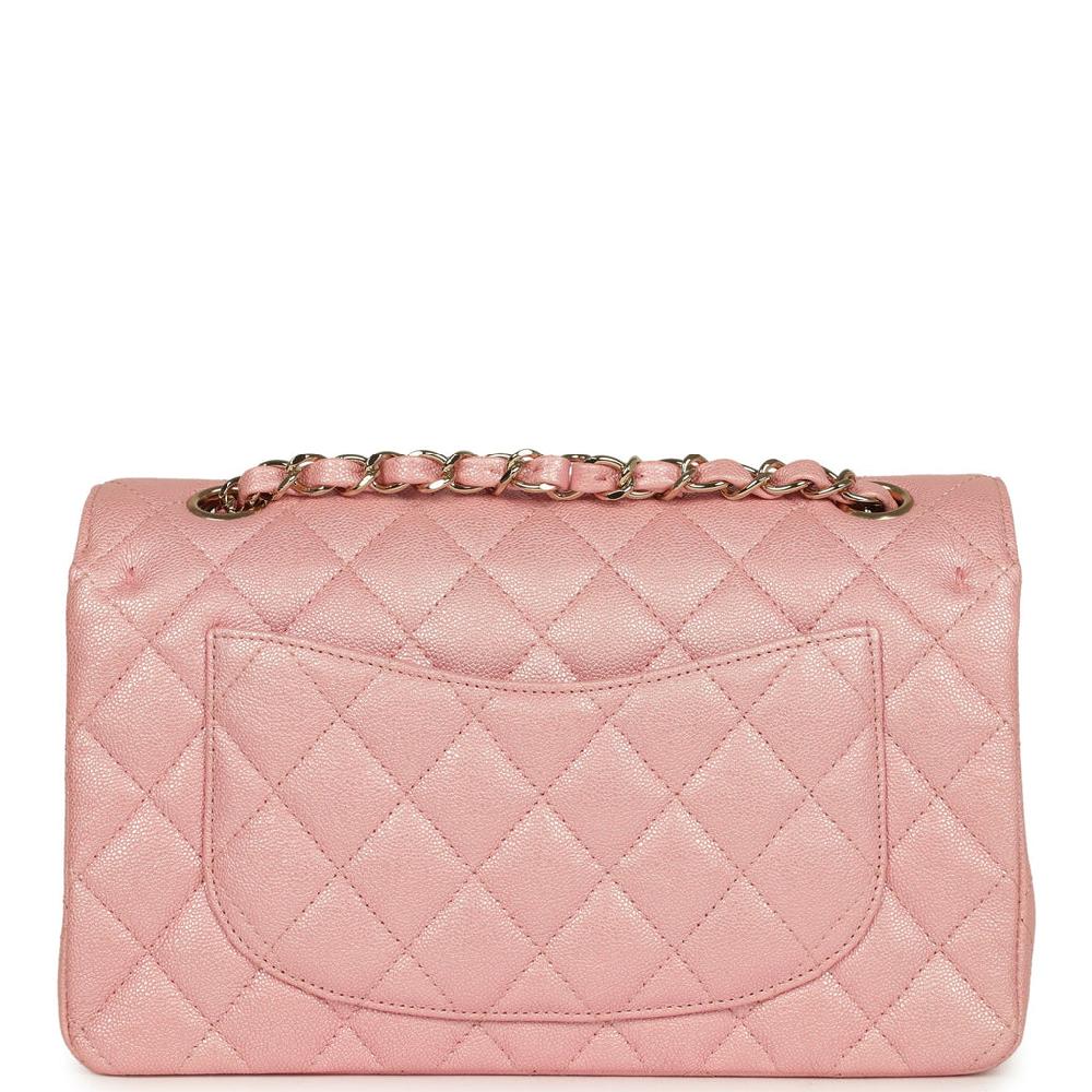 Chanel Small Classic Double Flap Bag Pink Iridescent Caviar Light Gold Hardware