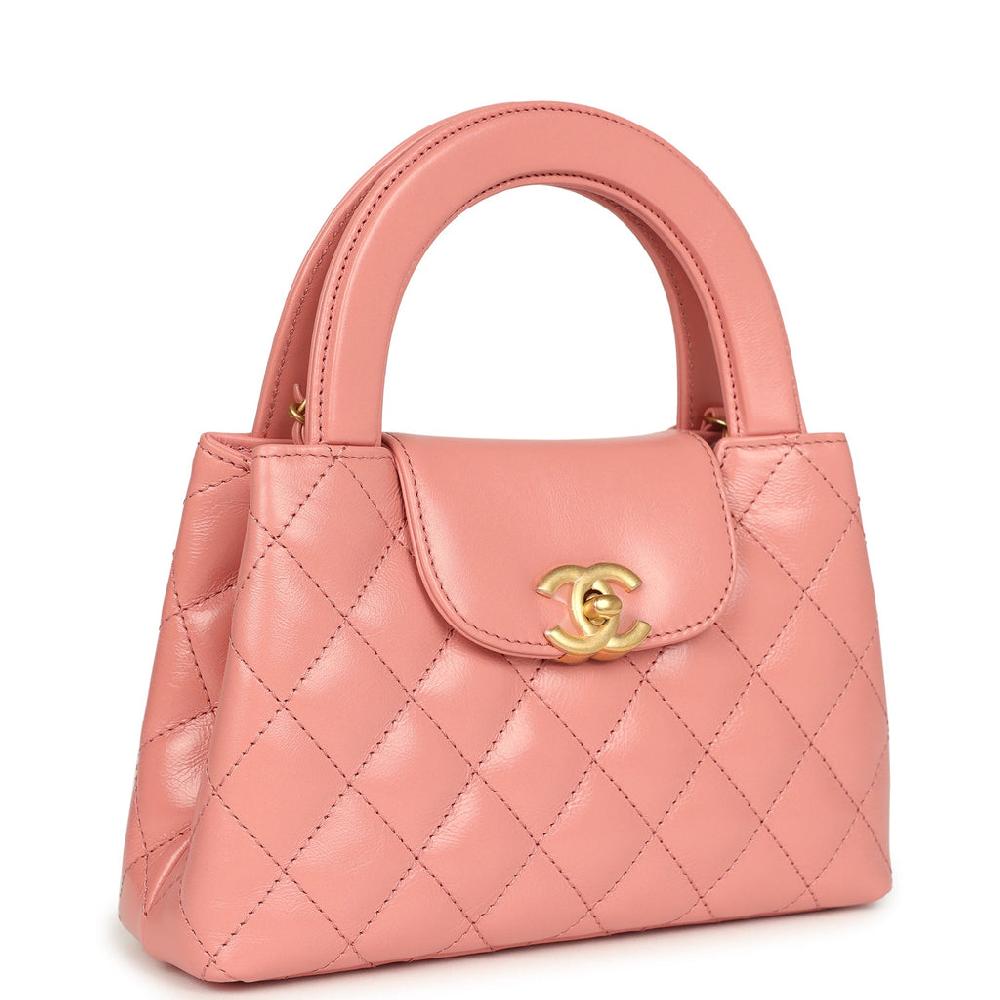 Chanel Small Kelly Shopper Coral Shiny Aged Calfskin Brushed Gold Hardware