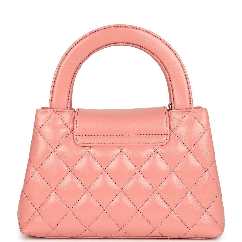 Chanel Small Kelly Shopper Coral Shiny Aged Calfskin Brushed Gold Hardware