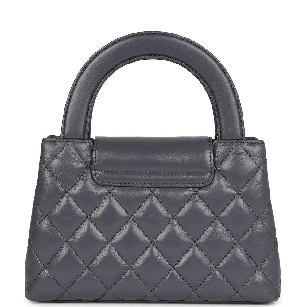 Chanel Small Kelly Shopper Dark Grey Shiny Aged Calfskin Brushed Gold Hardware
