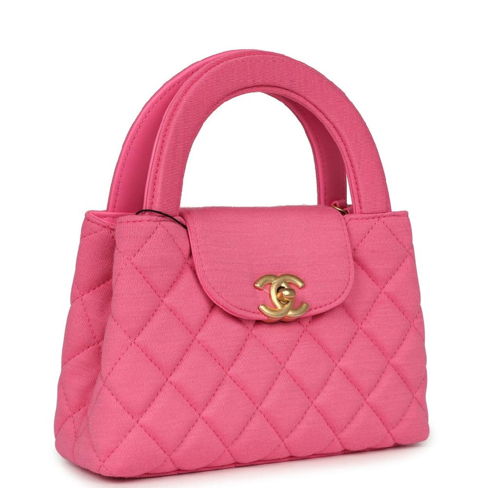 Chanel Small Kelly Shopper Dark Pink Jersey Brushed Gold Hardware