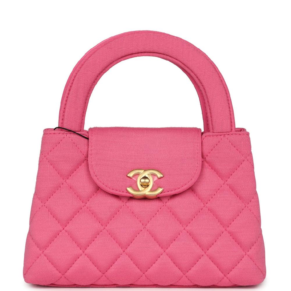 Chanel Small Kelly Shopper Dark Pink Jersey Brushed Gold Hardware