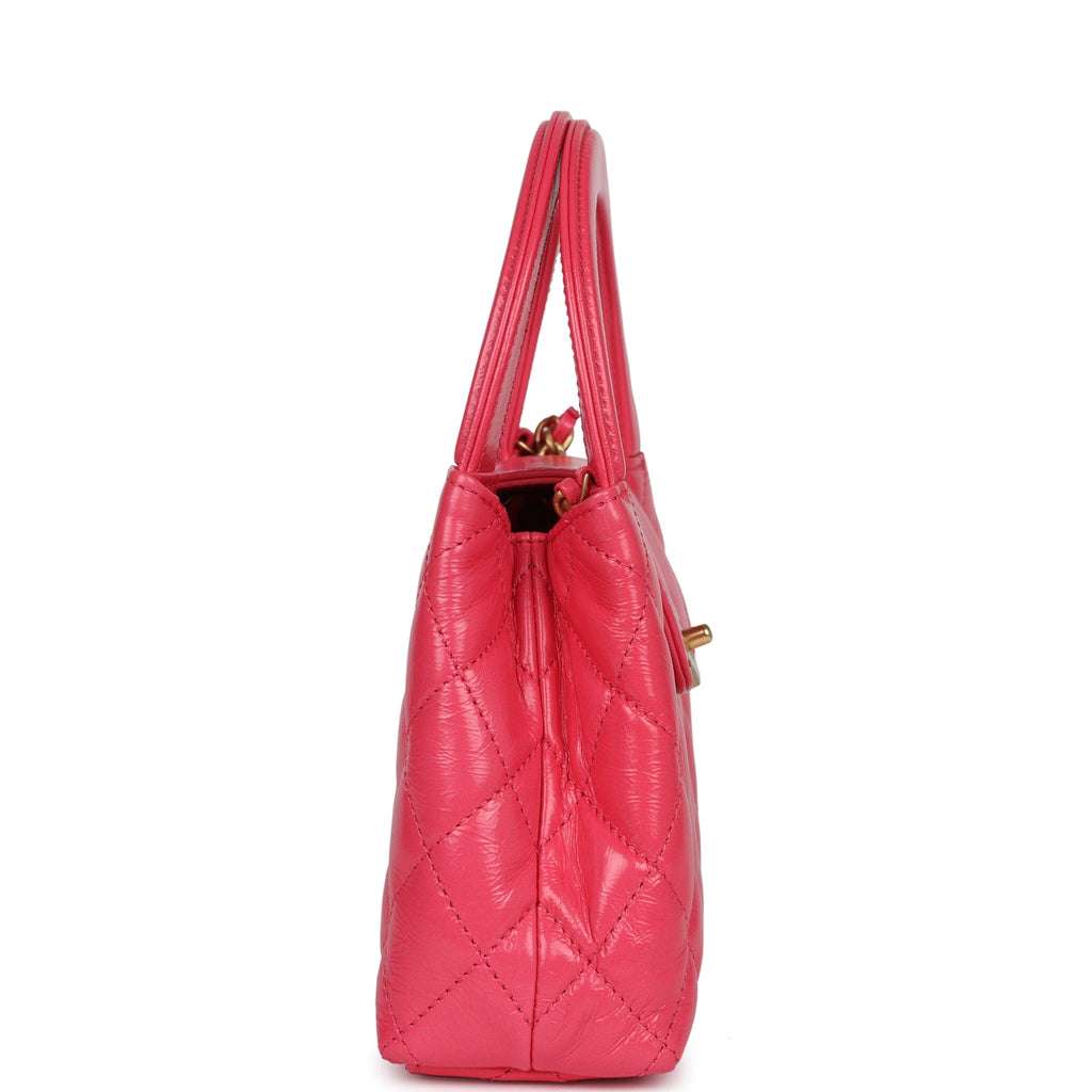 Chanel Small Kelly Shopper Dark Pink Shiny Aged Calfskin Brushed Gold Hardware