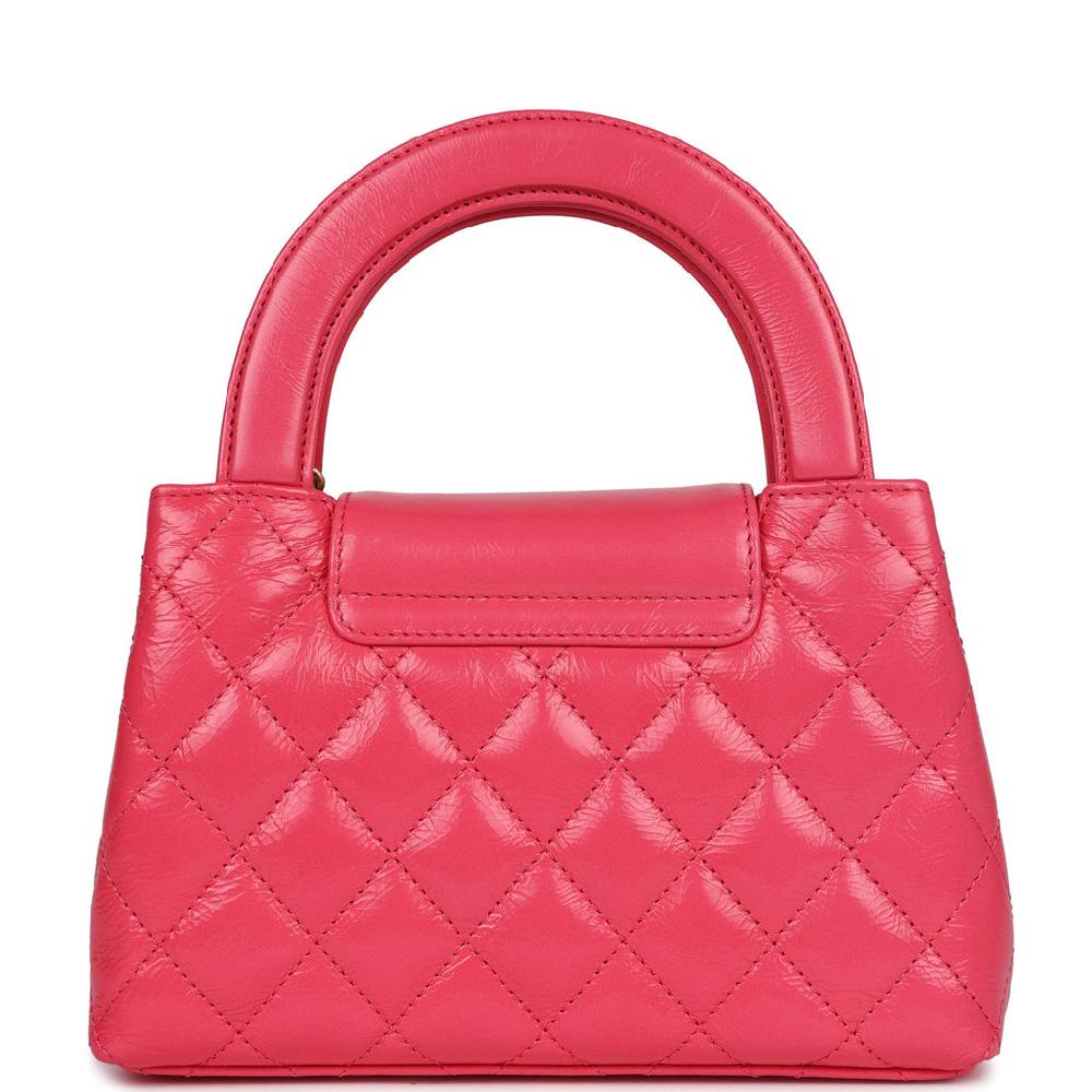Chanel Small Kelly Shopper Dark Pink Shiny Aged Calfskin Brushed Gold Hardware