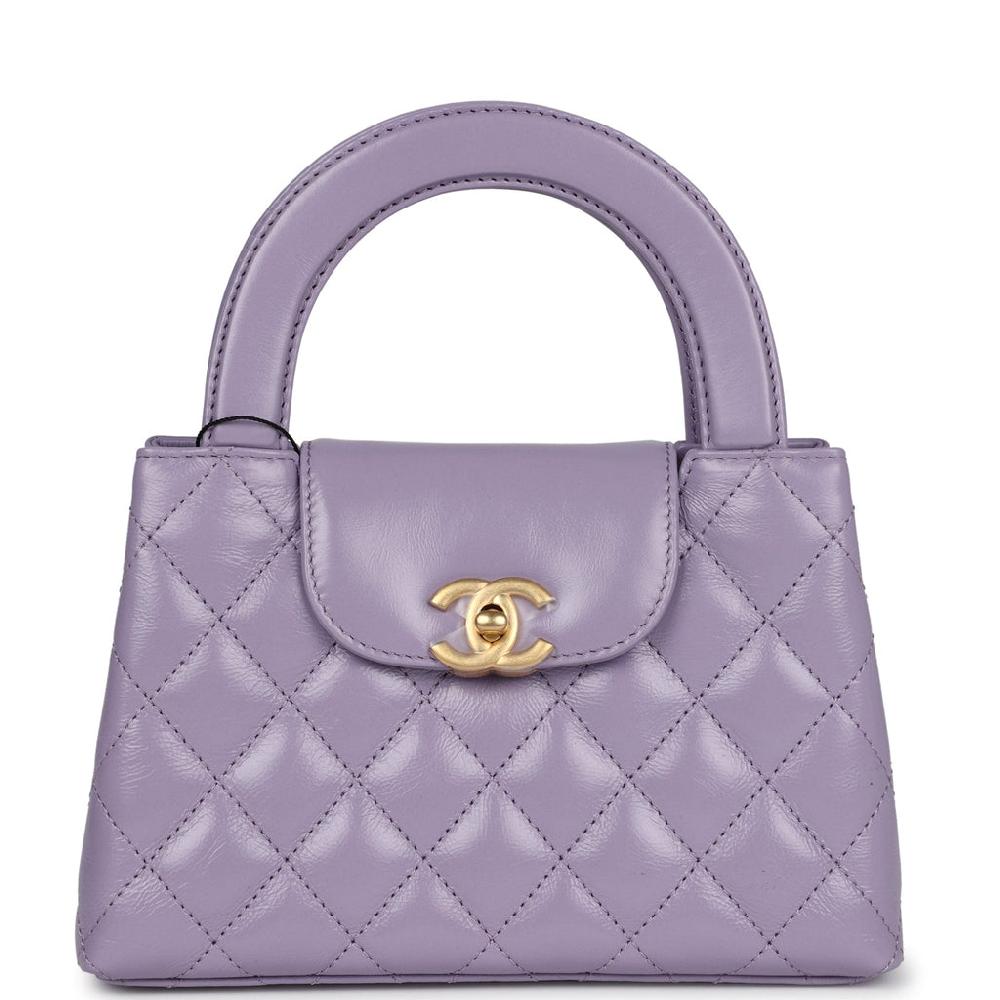 Chanel Small Kelly Shopper Light Purple Shiny Aged Calfskin Brushed Gold Hardware