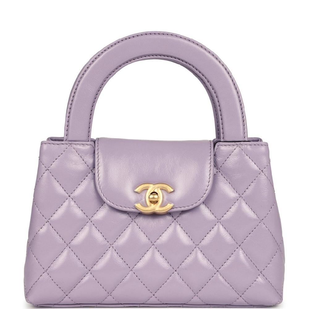 Chanel Small Kelly Shopper Light Purple Shiny Aged Calfskin Brushed Gold Hardware