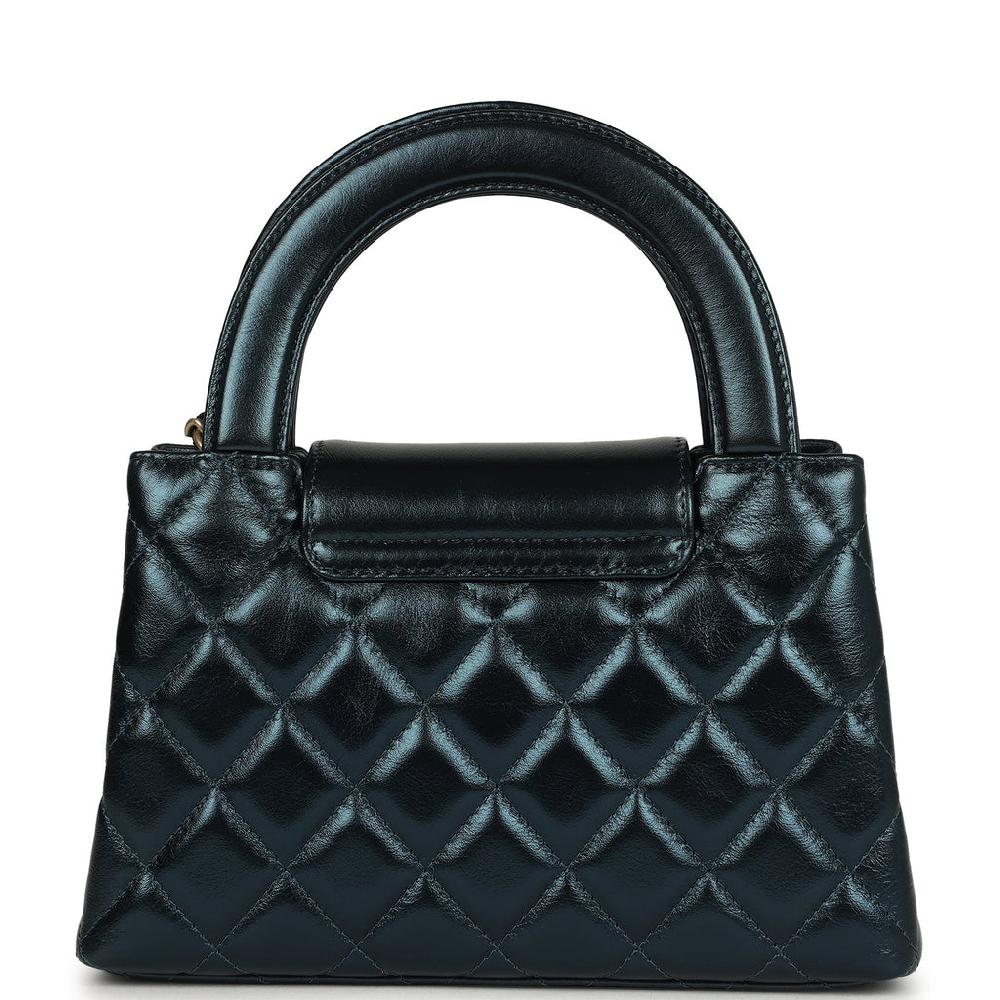 Chanel Small Kelly Shopper Metallic Blue Calfskin Brushed Gold Hardware