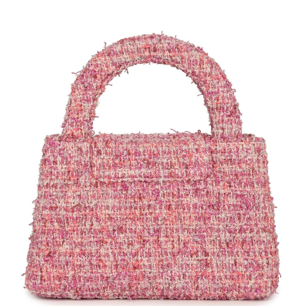 Chanel Small Kelly Shopper Pink Tweed Brushed Gold Hardware