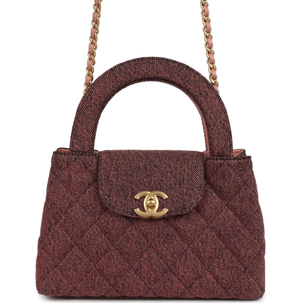 Chanel Small Kelly Shopper Pink Washed Denim Brushed Gold Hardware