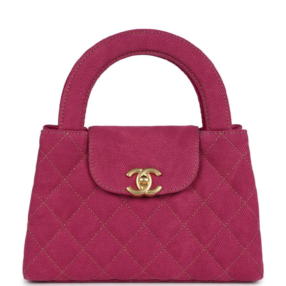 Chanel Small Kelly Shopper Pink Washed Denim Brushed Gold Hardware