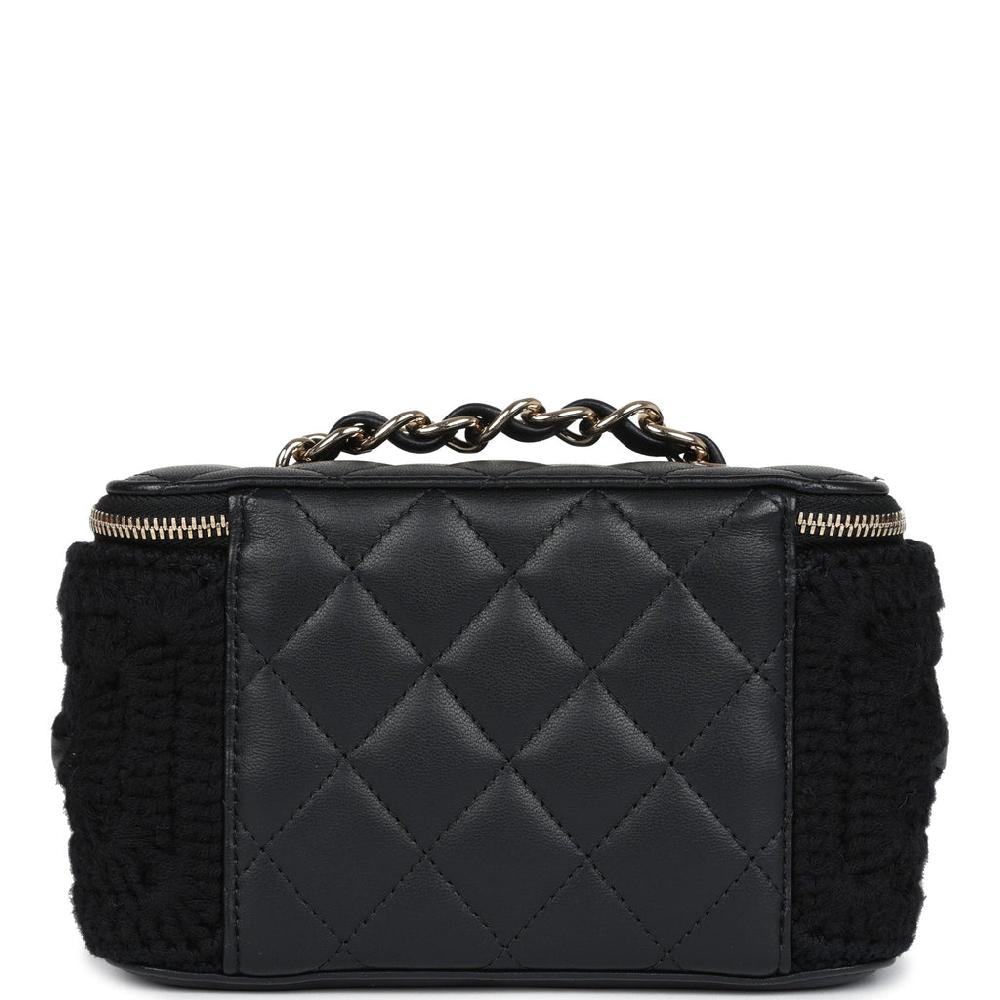 Chanel Small Vanity Case Black Crochet And Lambskin Light Gold Hardware
