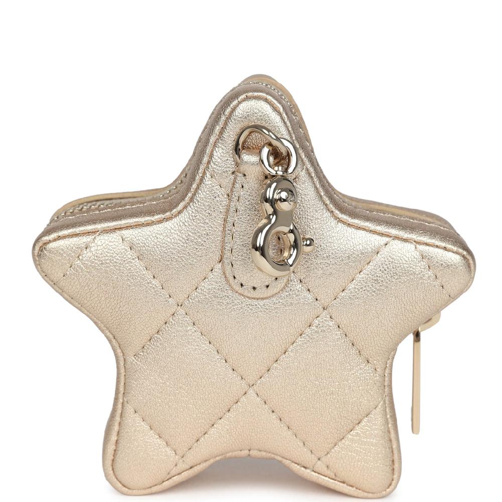 Chanel Walk Of Fame Star Clip-On Coin Purse Metallic Gold Goatskin Light Gold Hardware