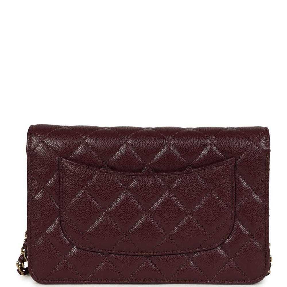 Chanel Wallet On Chain WOC Dark Burgundy Shiny Caviar Light Gold Hardware