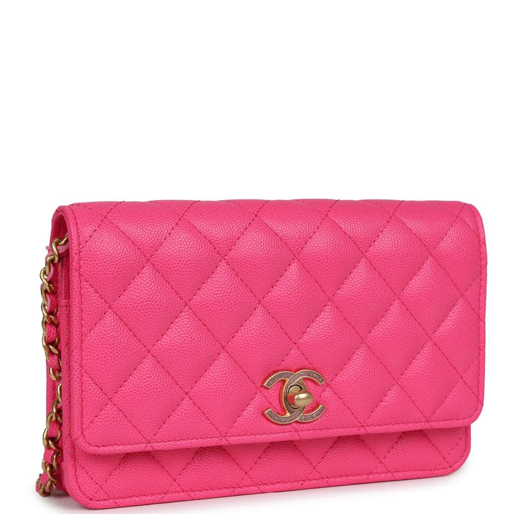 Chanel Wallet On Chain WOC Fuchsia Caviar Antique Gold Hardware