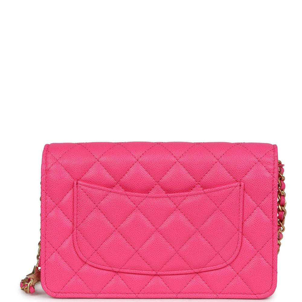 Chanel Wallet On Chain WOC Fuchsia Caviar Antique Gold Hardware