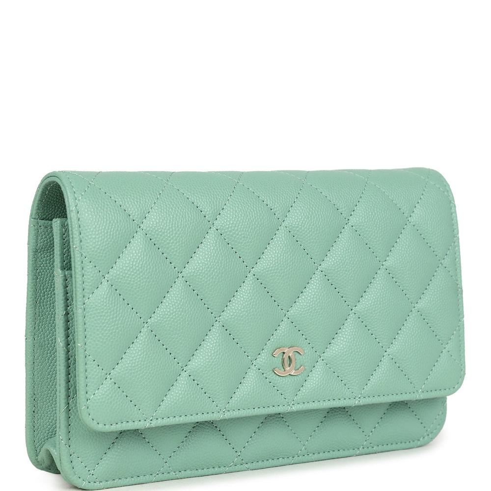 Chanel Wallet On Chain WOC Light Green Caviar Light Gold Hardware