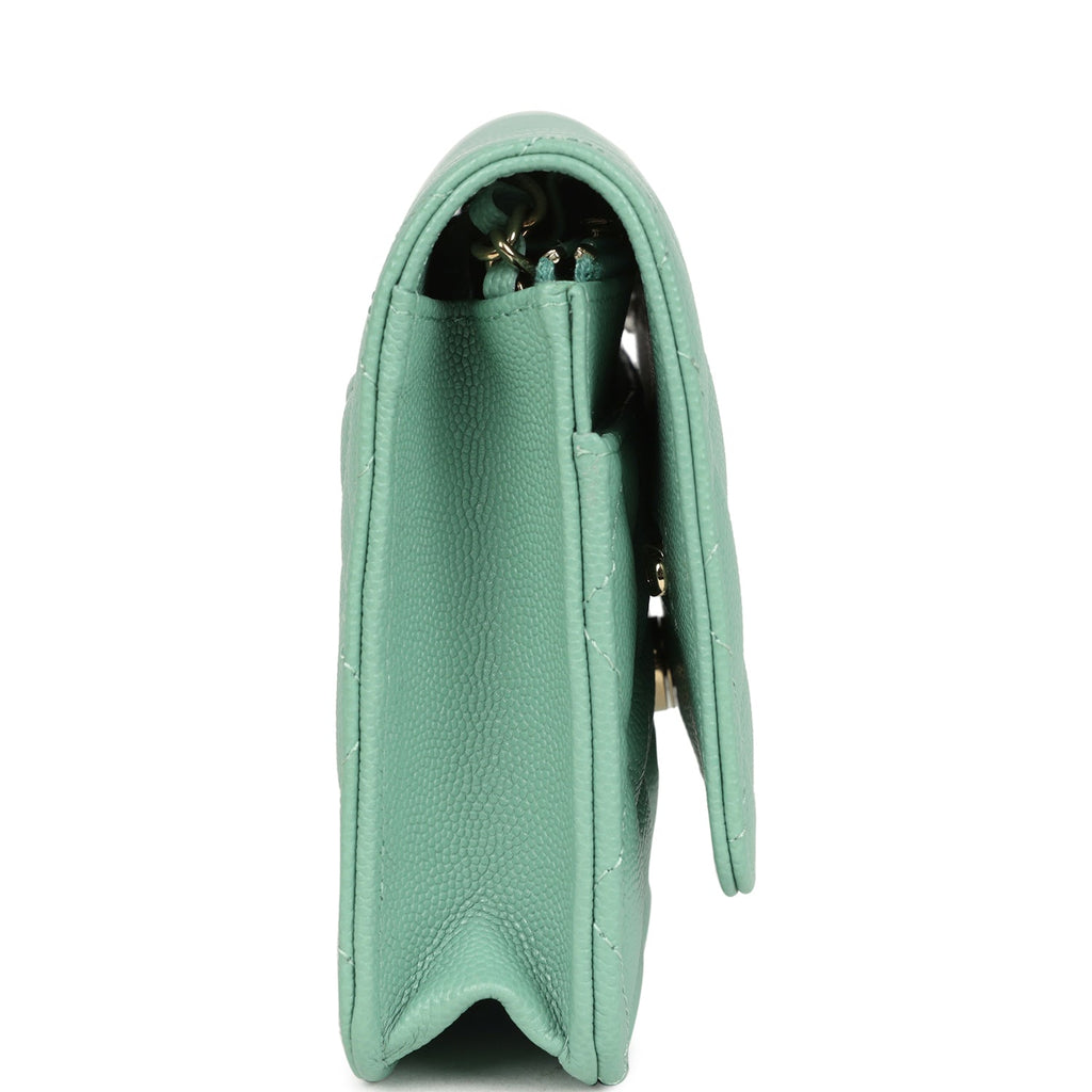 Chanel Wallet On Chain WOC Light Green Caviar Light Gold Hardware