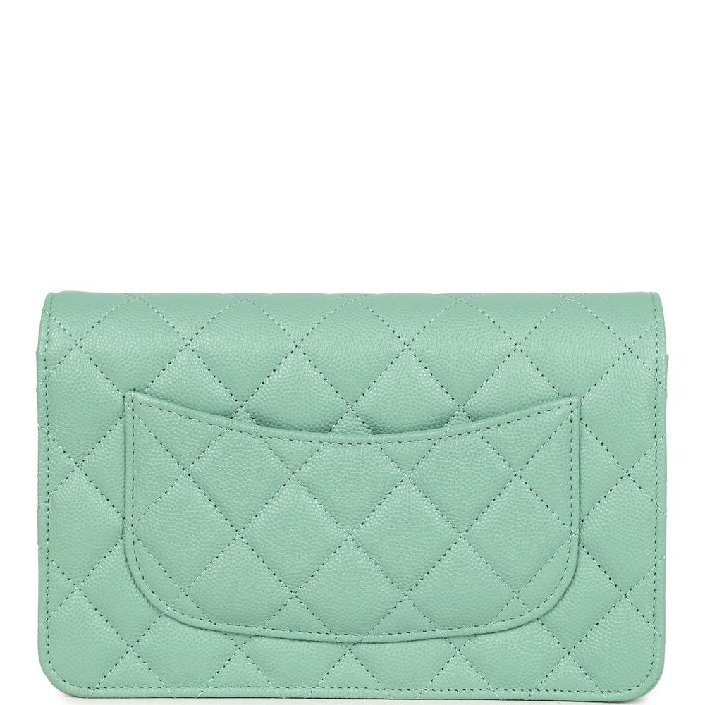 Chanel Wallet On Chain WOC Light Green Caviar Light Gold Hardware