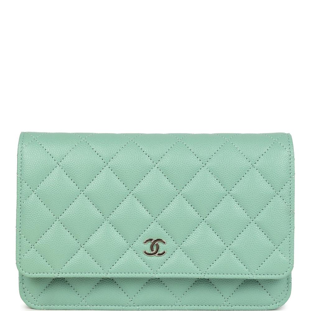 Chanel Wallet On Chain WOC Light Green Caviar Light Gold Hardware