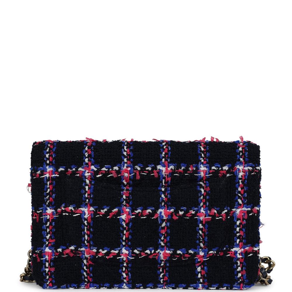 Chanel Wallet On Chain WOC Navy Multicolored Tweed Gold Hardware